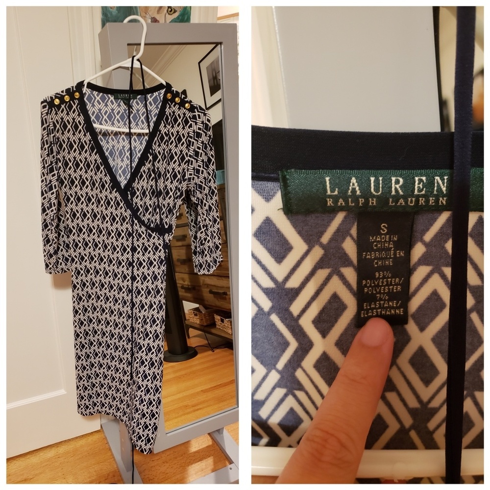Ralph Lauren navy patterned dress